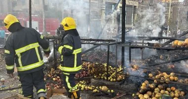 إخماد حريق كبير في كشك خضار بعين شمس على مساحة 50 متراً
