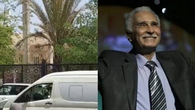 جثمان الفنان عبد الرحمن أبو زهرة يمر من أمام المسرح القومي في القاهرة