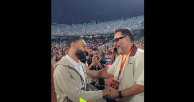 لقاء مؤثر بين ماجد المصرى ومحمد صلاح قبيل مباراة مصر وروسيا يثير المشاعر