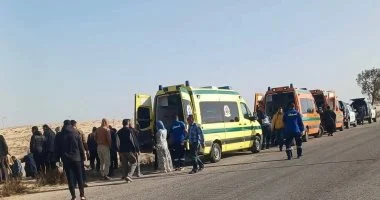 مصرع شخص و14 إصابة في حادث انقلاب سيارة مروع بالمنوفية اليوم